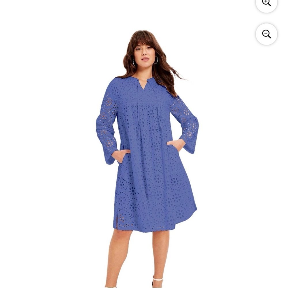 June + Vie Purple Plus Size Boardwalk Eyelet Shirtdress
